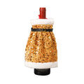 Wine Bottle Wrap Sequin & Faux Fur Belt Closure
