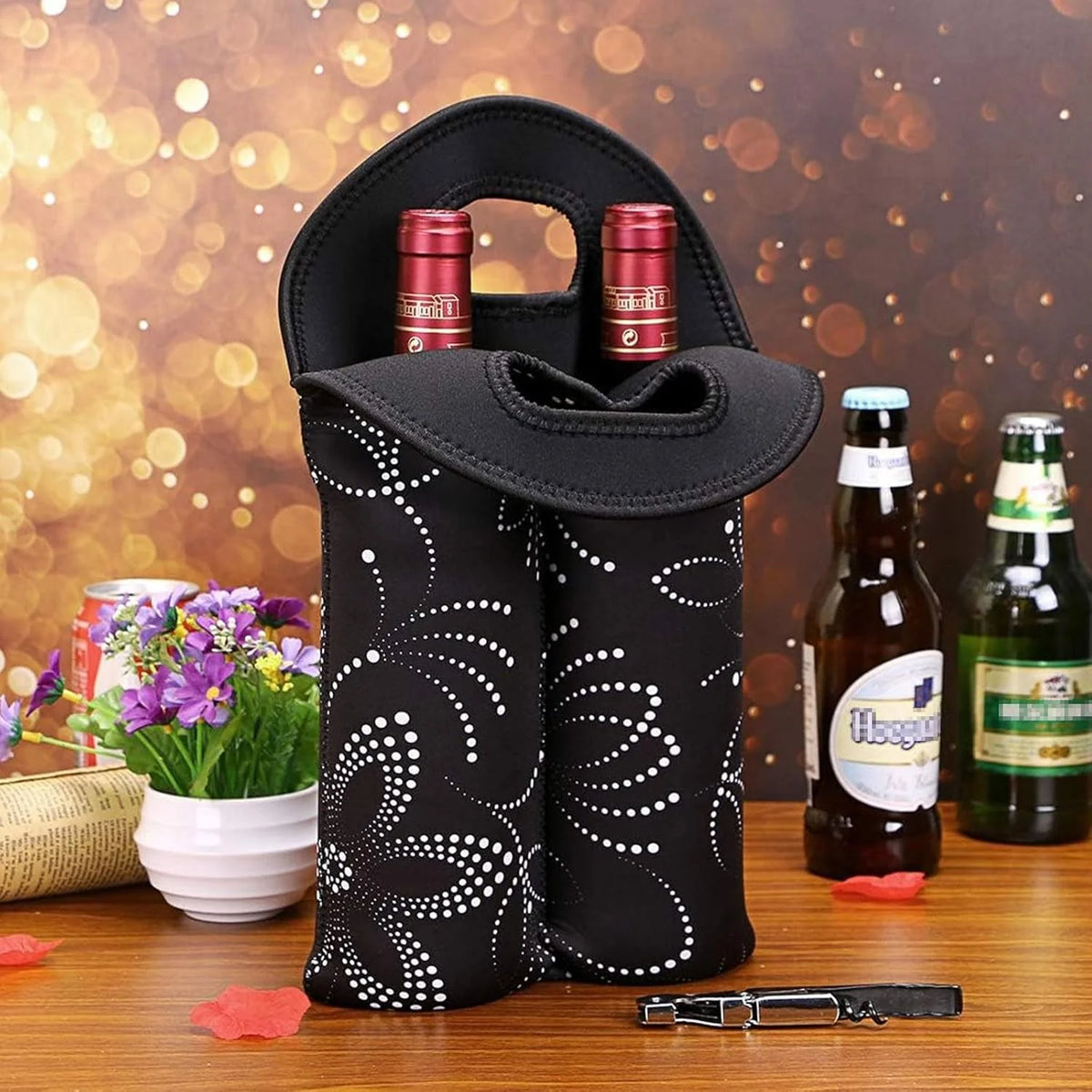 Wine Carrier Neoprene Insulated Dual Compartment Foldable