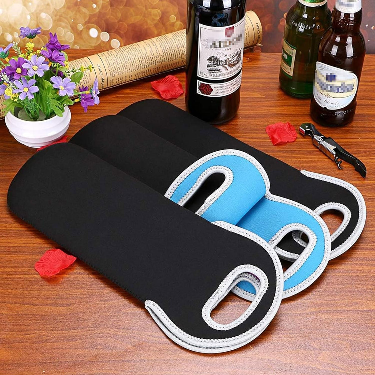 Wine Carrier Neoprene Insulated Dual Compartment Foldable