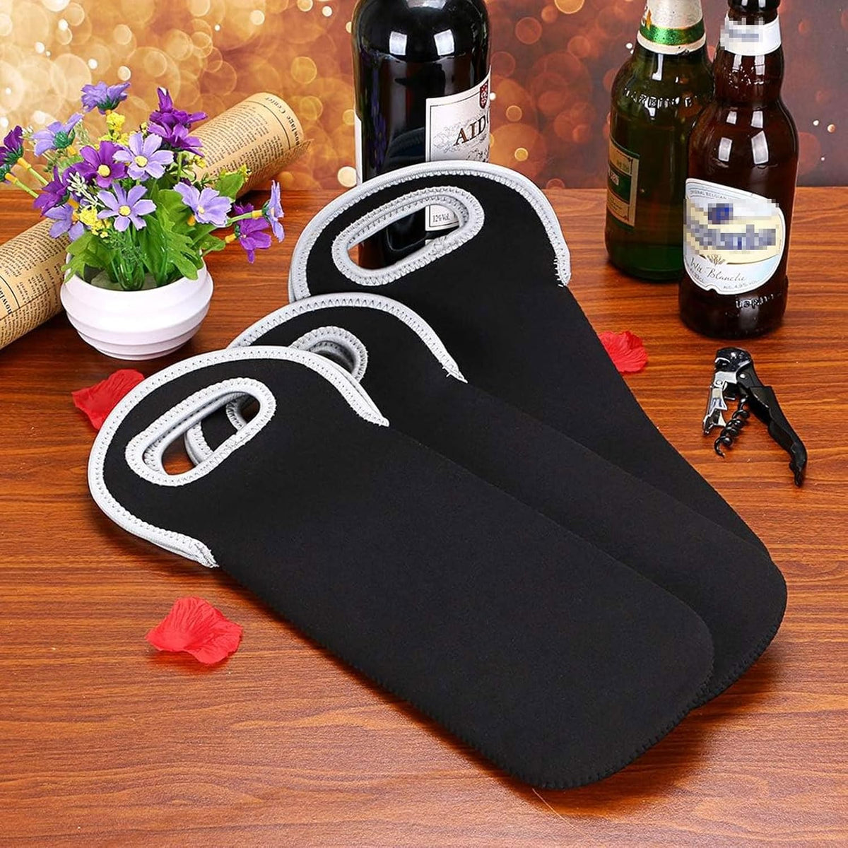 Wine Carrier Neoprene Insulated Dual Compartment Foldable