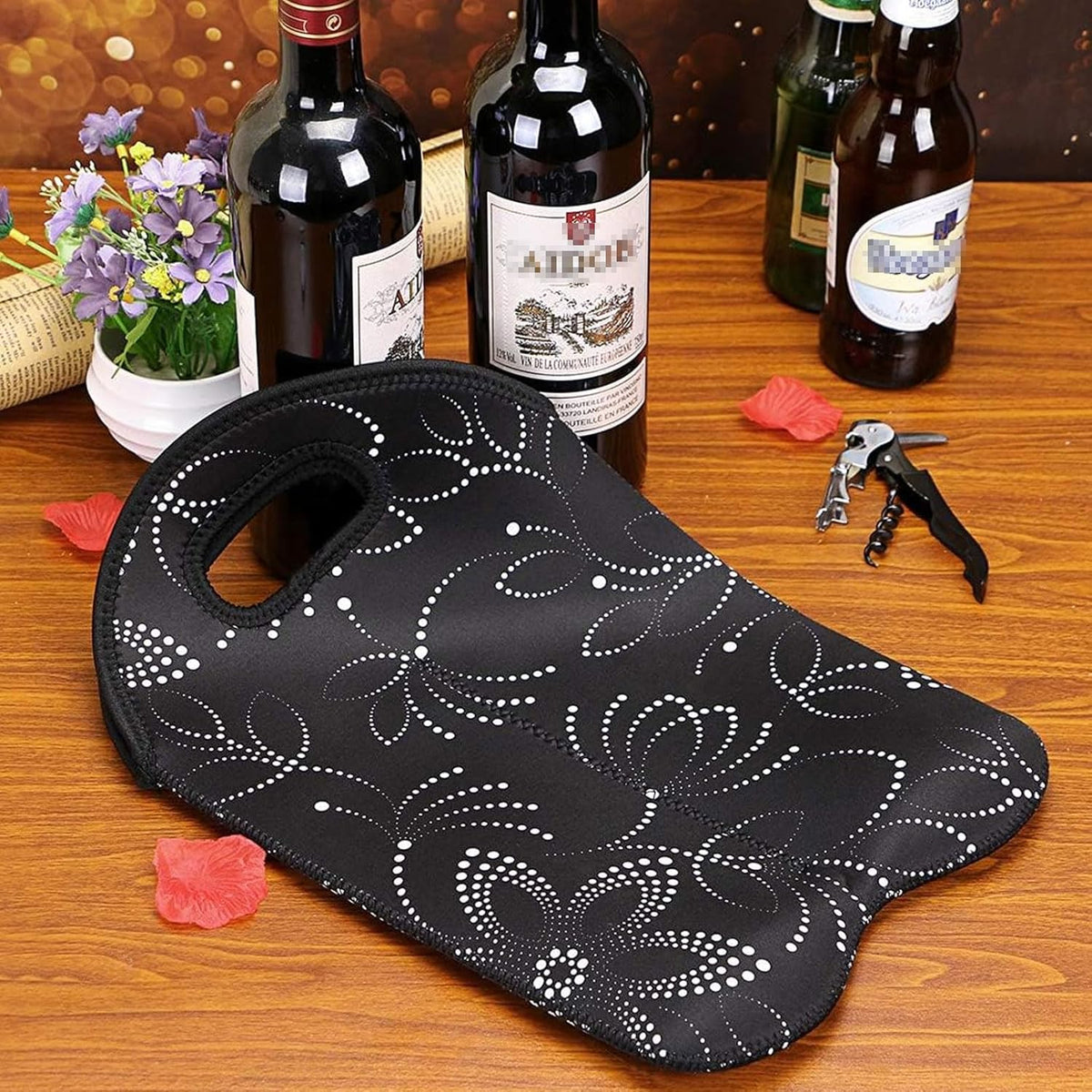 Wine Carrier Neoprene Insulated Dual Compartment Foldable