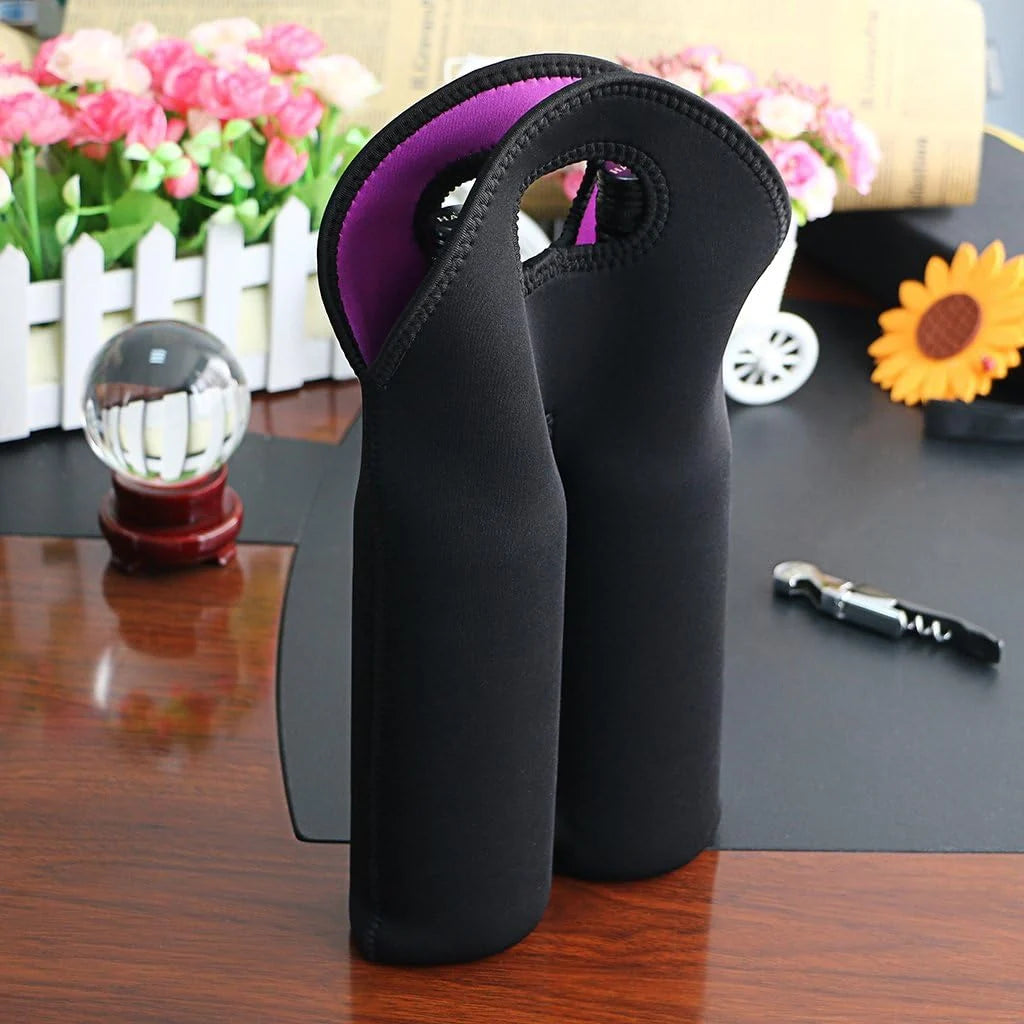 Wine Carrier Neoprene Insulated Dual Compartment Foldable