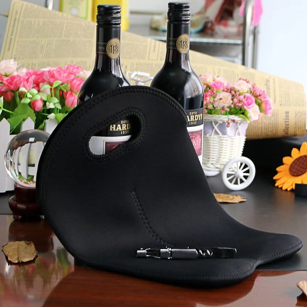 Wine Carrier Neoprene Insulated Dual Compartment Foldable