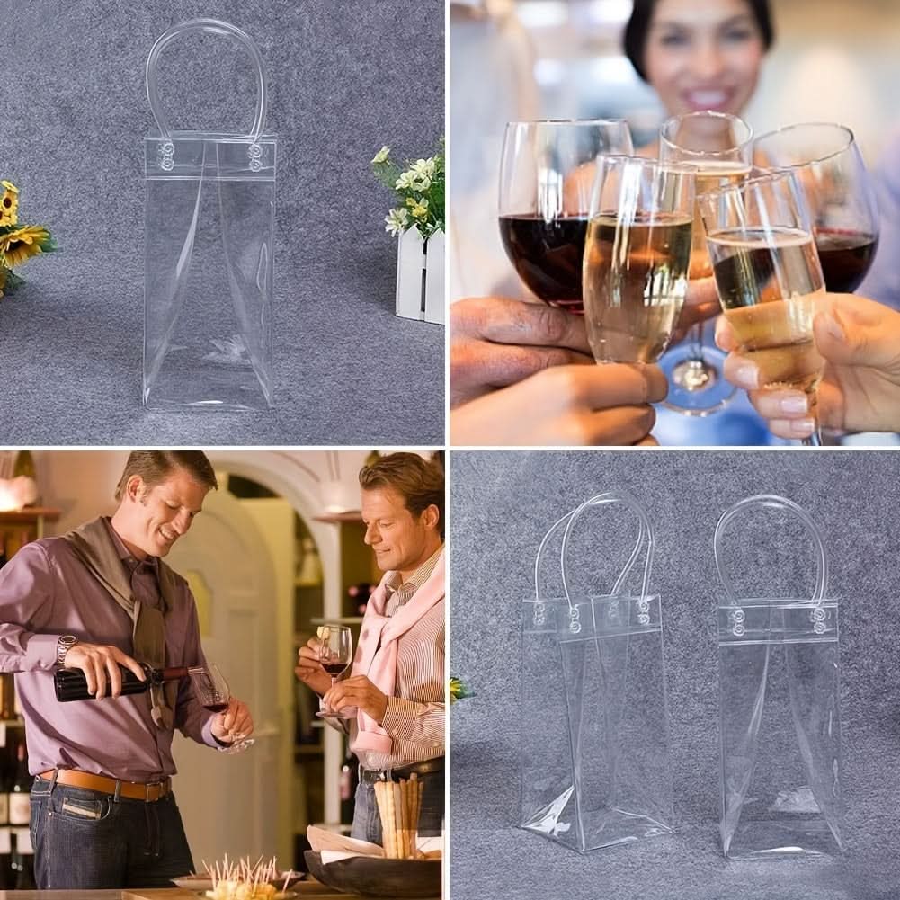 Wine Cooler Bag Transparent PVC Built-In Handles
