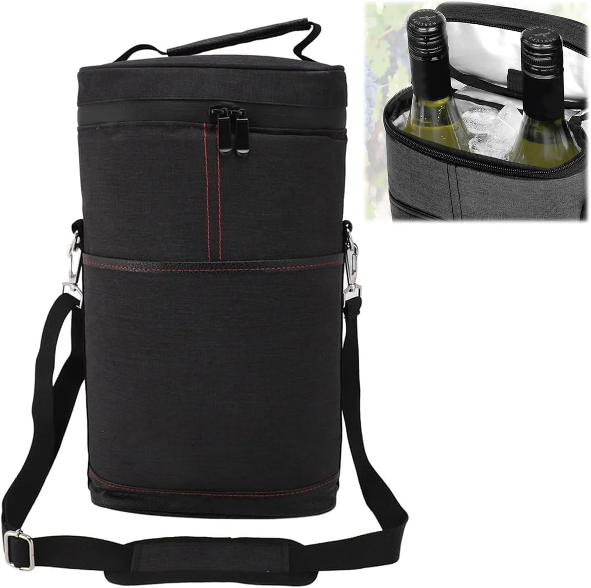Wine Cooler Bag Two Bottle Insulated Padded Divider