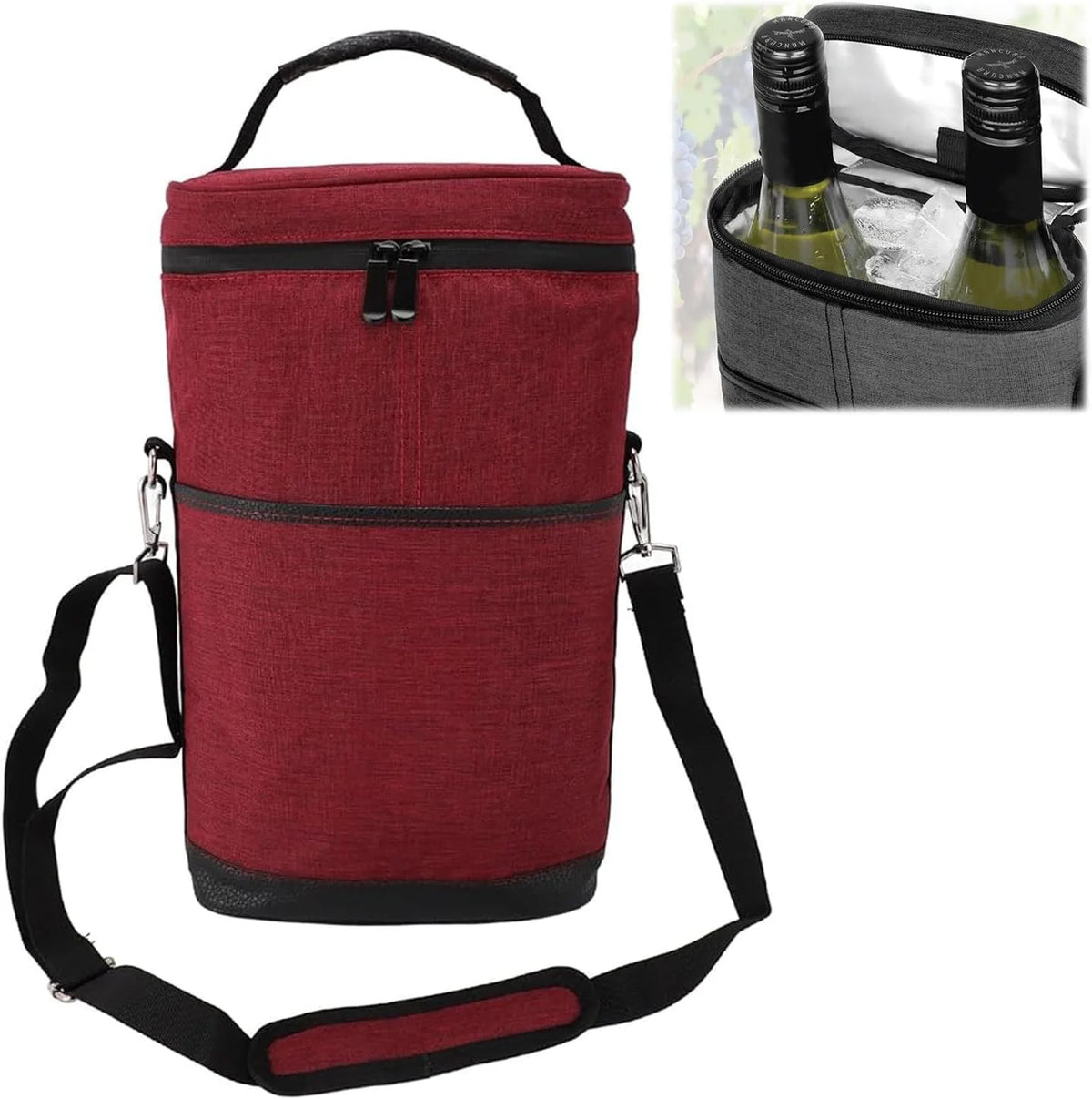Wine Cooler Bag Two Bottle Insulated Padded Divider