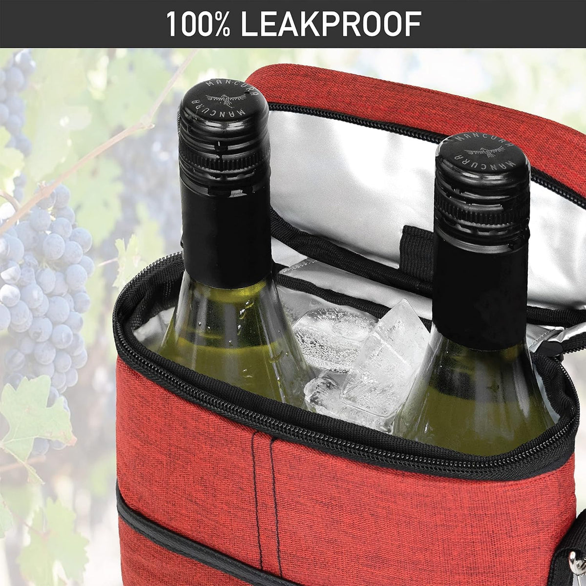 Wine Cooler Bag Two Bottle Insulated Padded Divider
