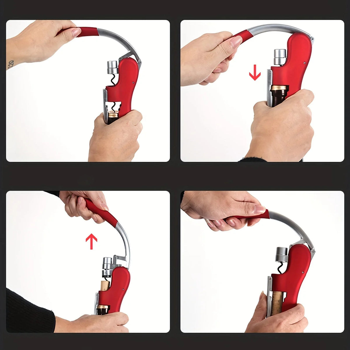 Wine Corkscrew Lever-Action Ergonomic Handle