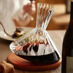 Wine Decanter 360 Degree Rotating Glass Wooden Base