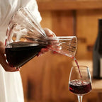 Wine Decanter 360 Degree Rotating Glass Wooden Base