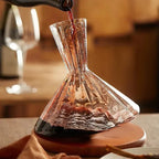 Wine Decanter 360 Degree Rotating Glass Wooden Base