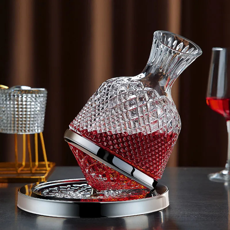 Wine Decanter 360° Rotating Aeration Crystal Glass 1.5 L