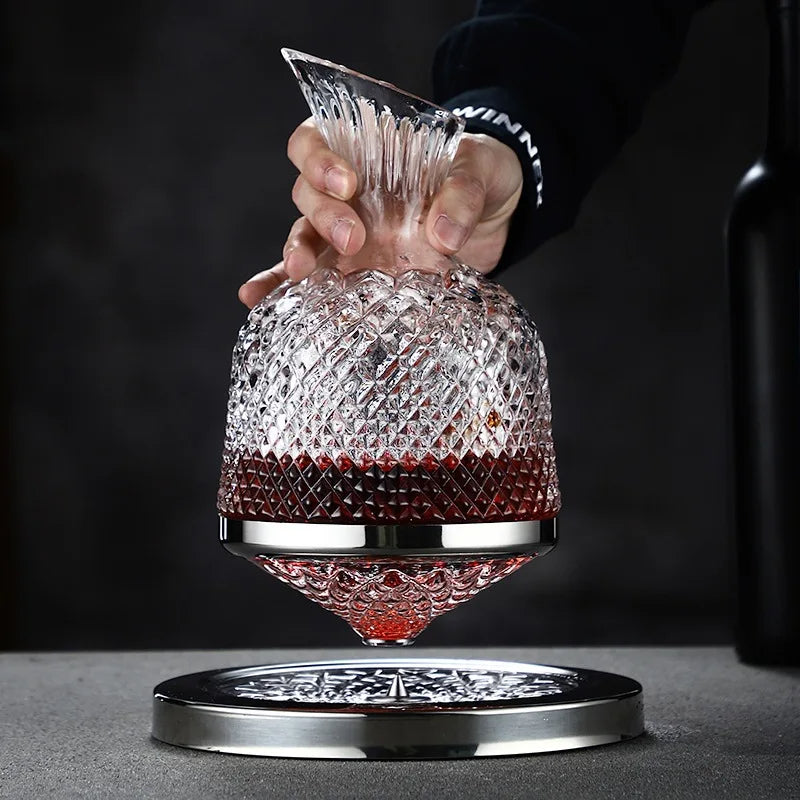 Wine Decanter 360° Rotating Aeration Crystal Glass 1.5 L