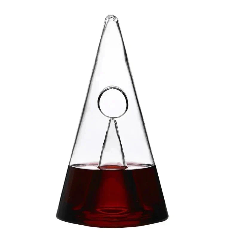 Wine Decanter Pyramid Aerating Waterfall Spout Clear Glass