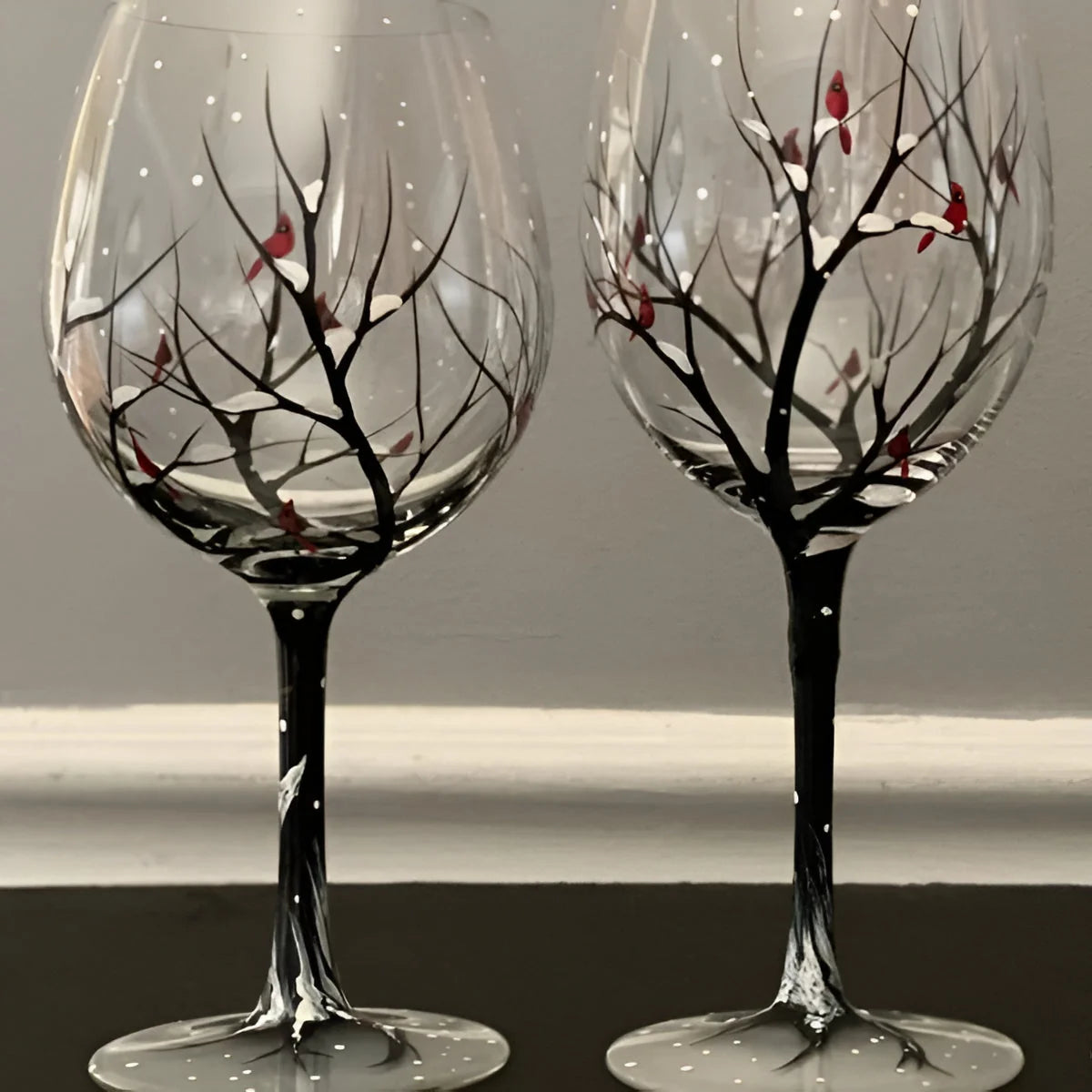 Wine Glass Hand-Painted Four-Season Dishwasher-Safe