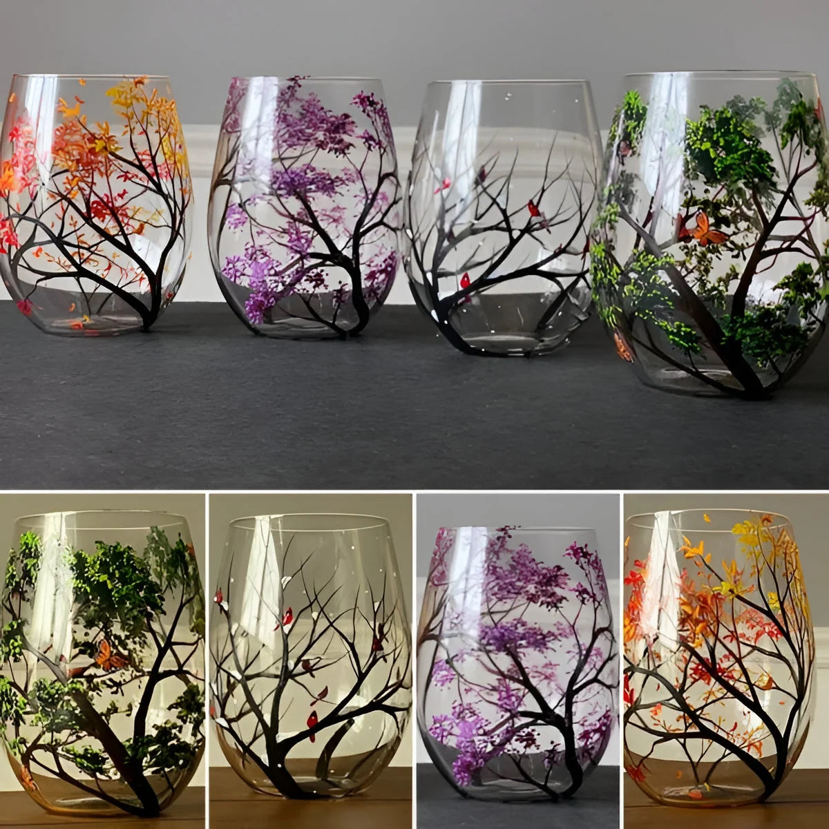 Wine Glass Hand-Painted Seasonal Dishwasher-Safe