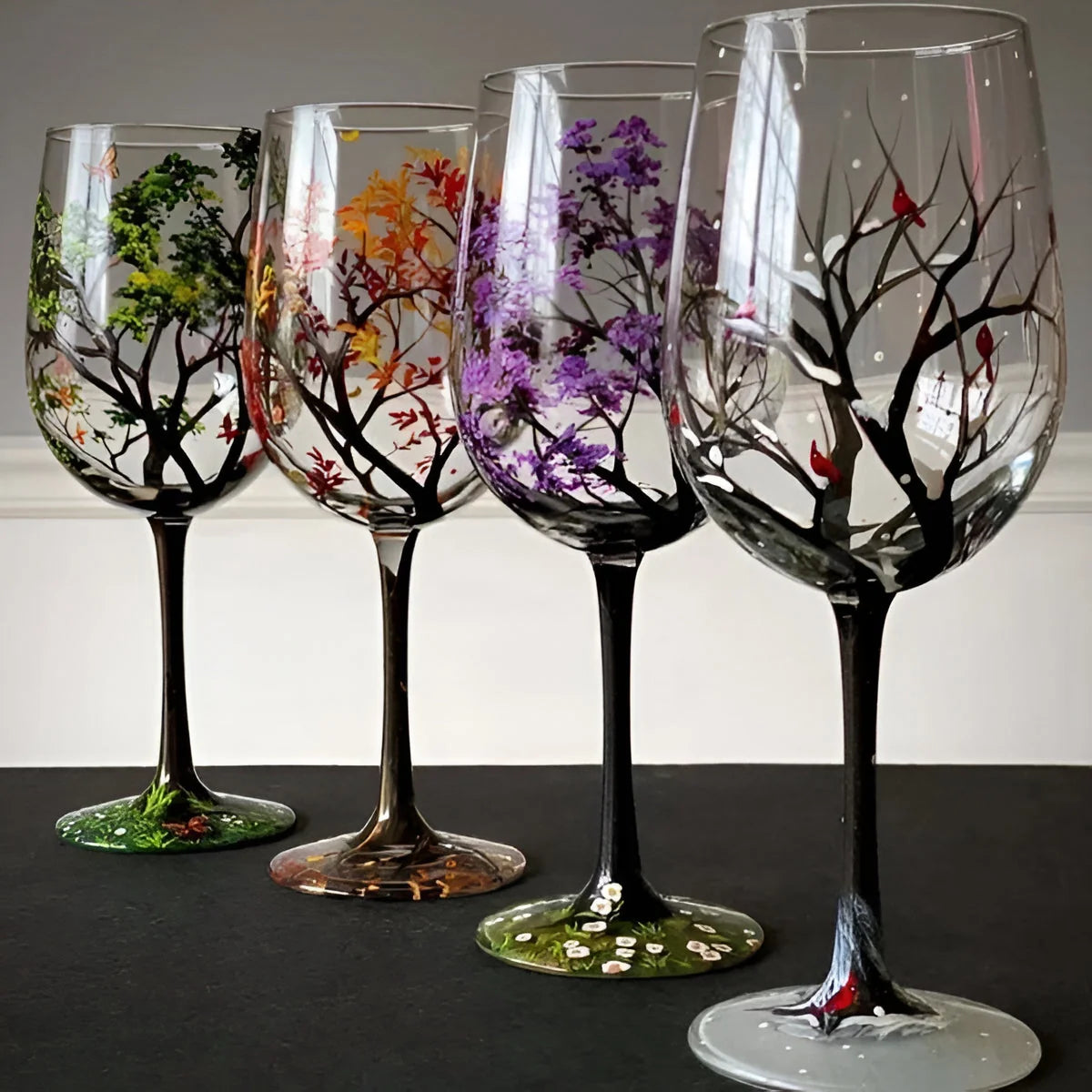 Wine Glass Hand-Painted Seasonal Dishwasher-Safe