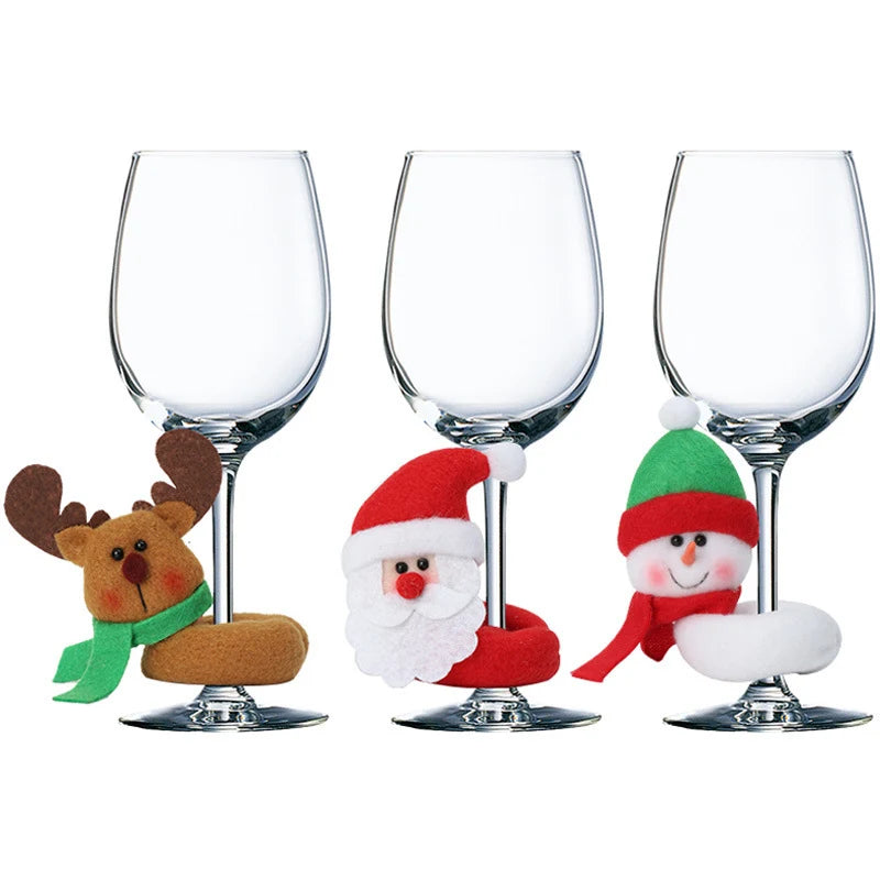Wine Glass Marker Festive Reindeer Non-Slip Felt Sleeve