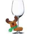Wine Glass Marker Festive Reindeer Non-Slip Felt Sleeve