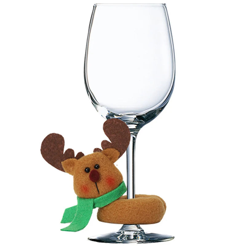 Wine Glass Marker Festive Reindeer Non-Slip Felt Sleeve