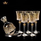 Wine Glass Set Crystal Decanter & Leather Case