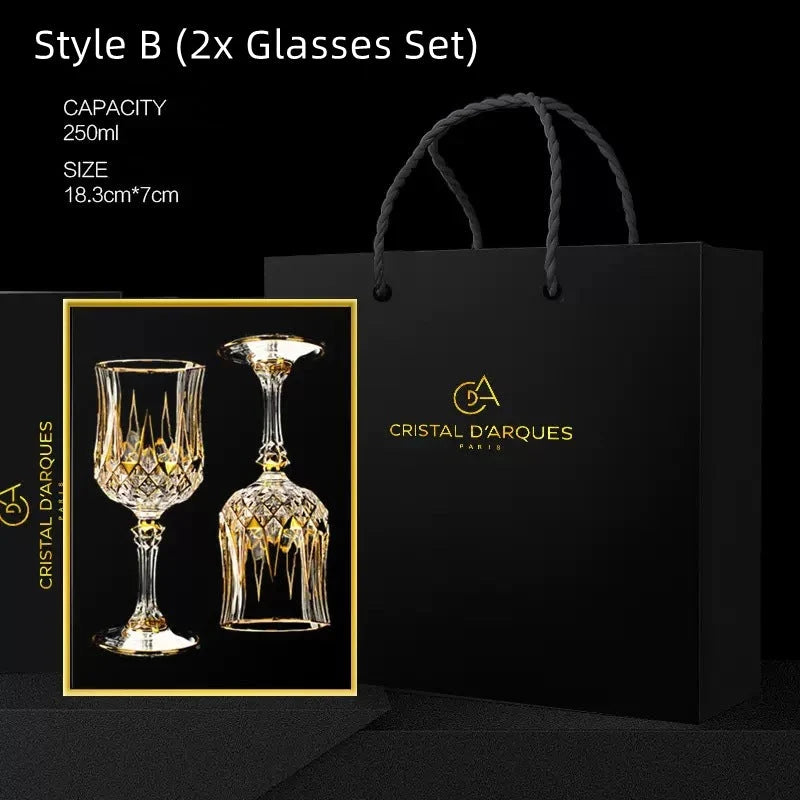 Wine Glass Set Crystal Decanter & Leather Case