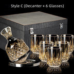 Wine Glass Set Crystal Decanter & Leather Case