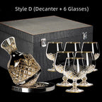 Wine Glass Set Crystal Decanter & Leather Case