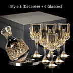 Wine Glass Set Crystal Decanter & Leather Case