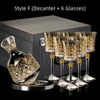 Wine Glass Set Crystal Decanter & Leather Case
