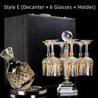 Wine Glass Set Crystal Decanter & Leather Case