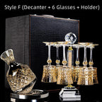 Wine Glass Set Crystal Decanter & Leather Case