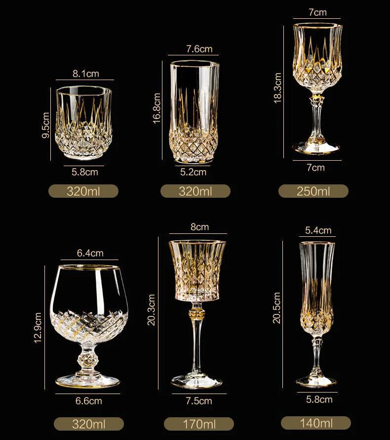 Wine Glass Set Crystal Decanter & Leather Case