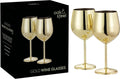 Wine Glasses Shatterproof Stainless Steel Gold Finish