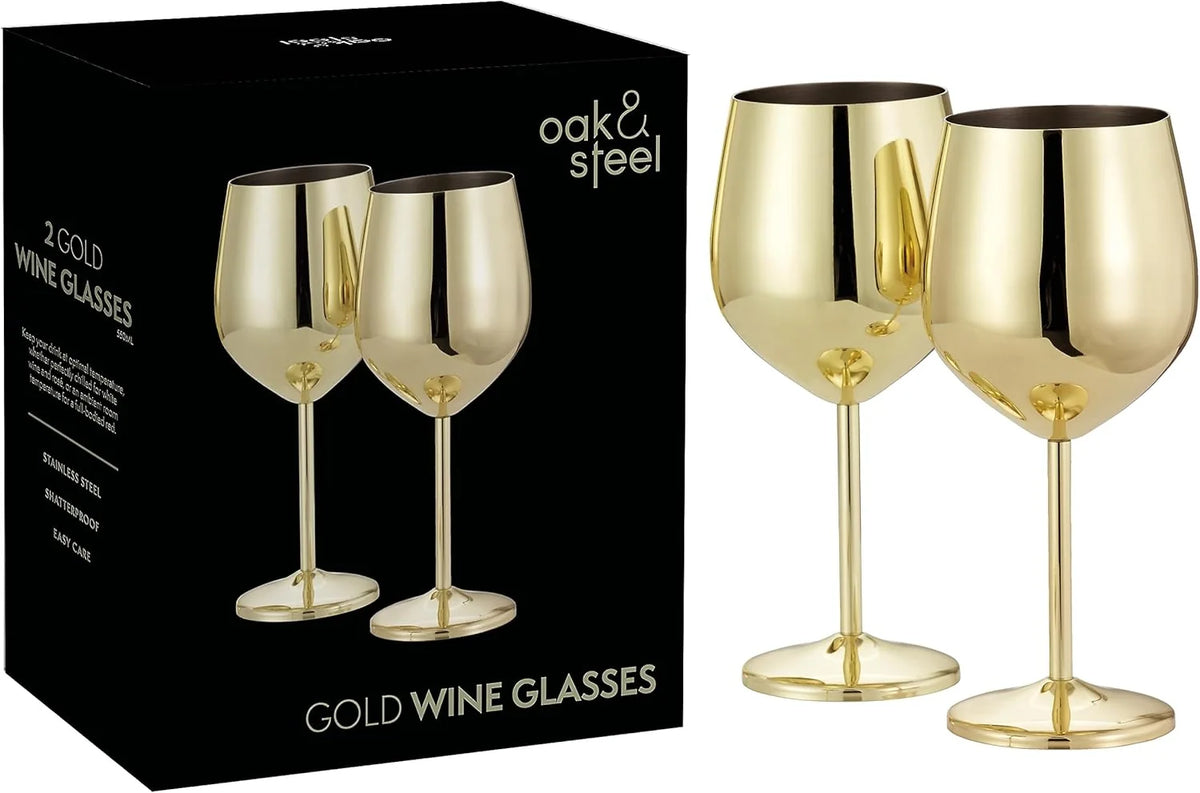 Wine Glasses Shatterproof Stainless Steel Gold Finish