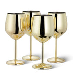 Wine Glasses Shatterproof Stainless Steel Gold Finish