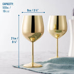 Wine Glasses Shatterproof Stainless Steel Gold Finish