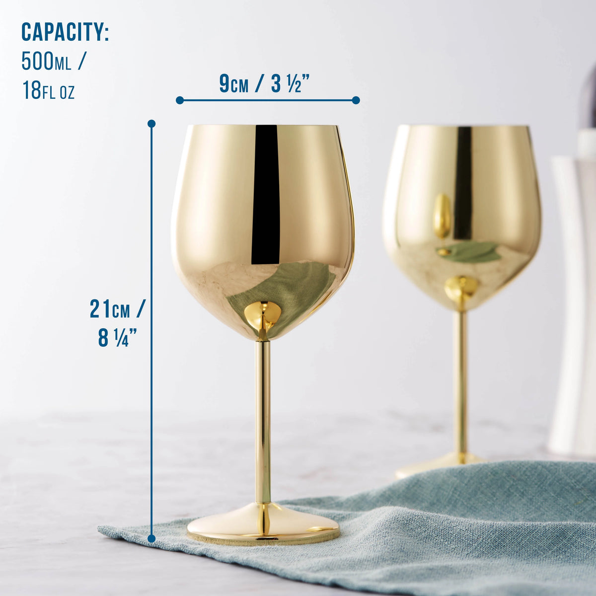 Wine Glasses Shatterproof Stainless Steel Gold Finish
