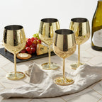 Wine Glasses Shatterproof Stainless Steel Gold Finish