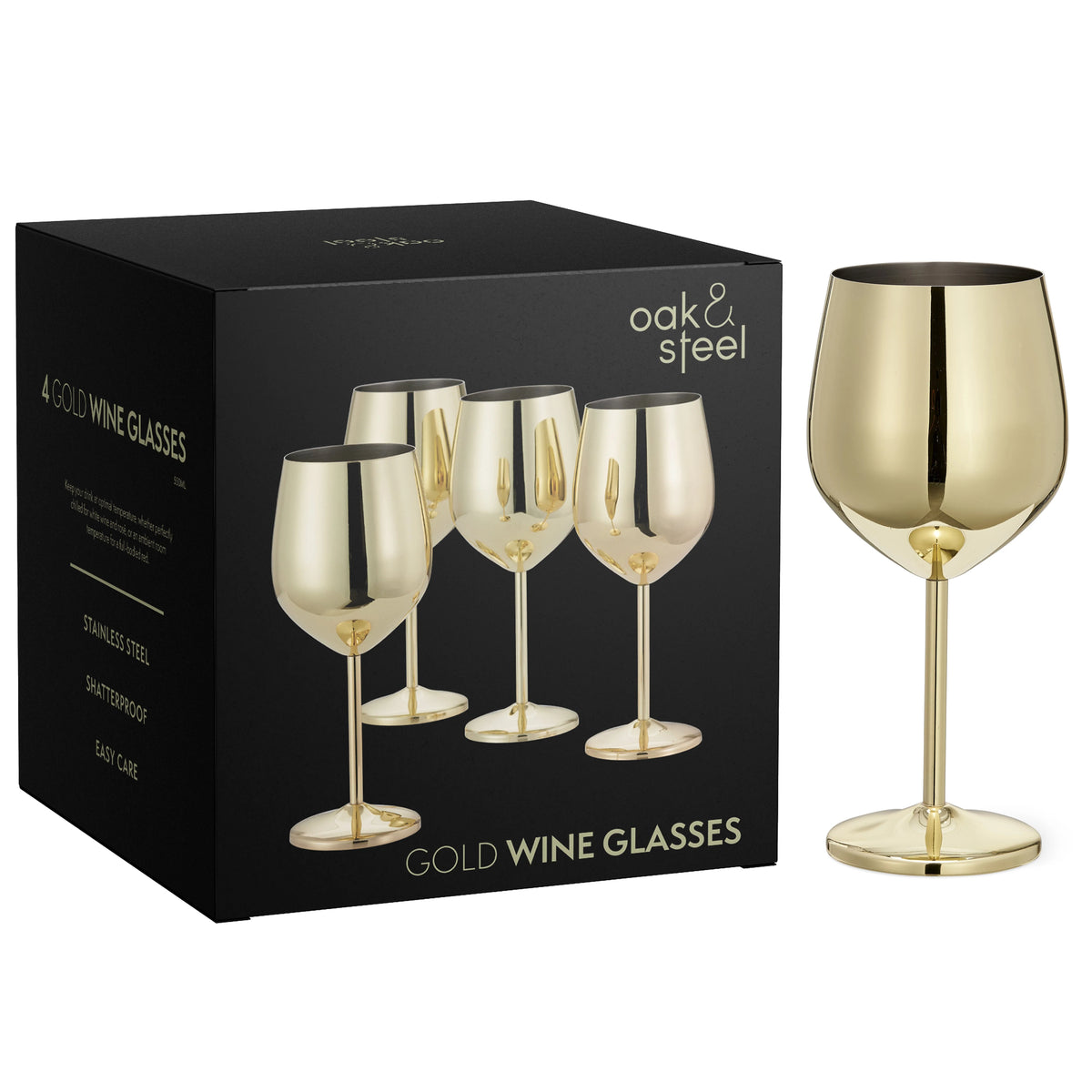 Wine Glasses Shatterproof Stainless Steel Gold Finish