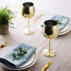 Wine Glasses Shatterproof Stainless Steel Gold Finish Dishwasher Safe