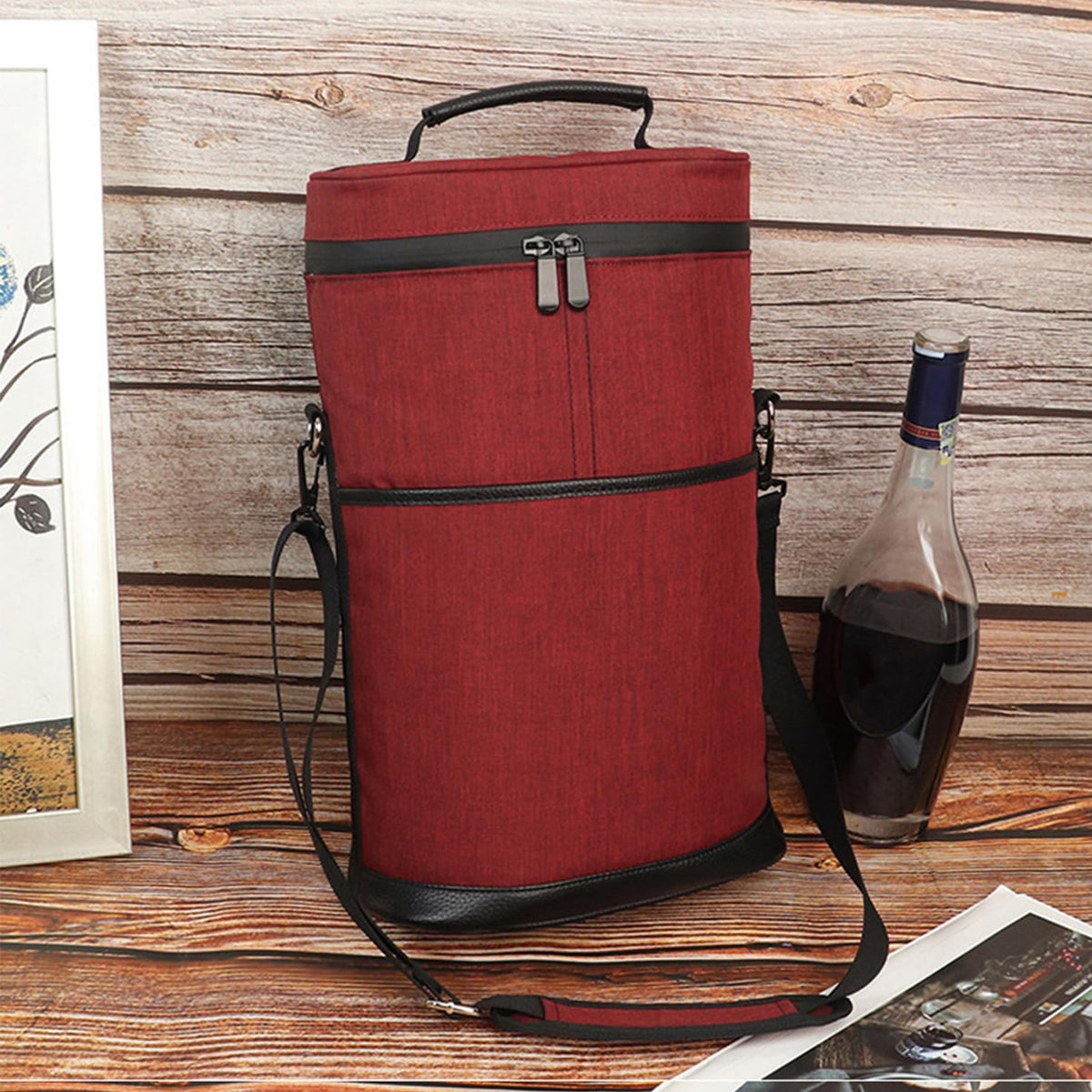Wine Tote Bag Canvas Insulated Leakproof Padded Divider