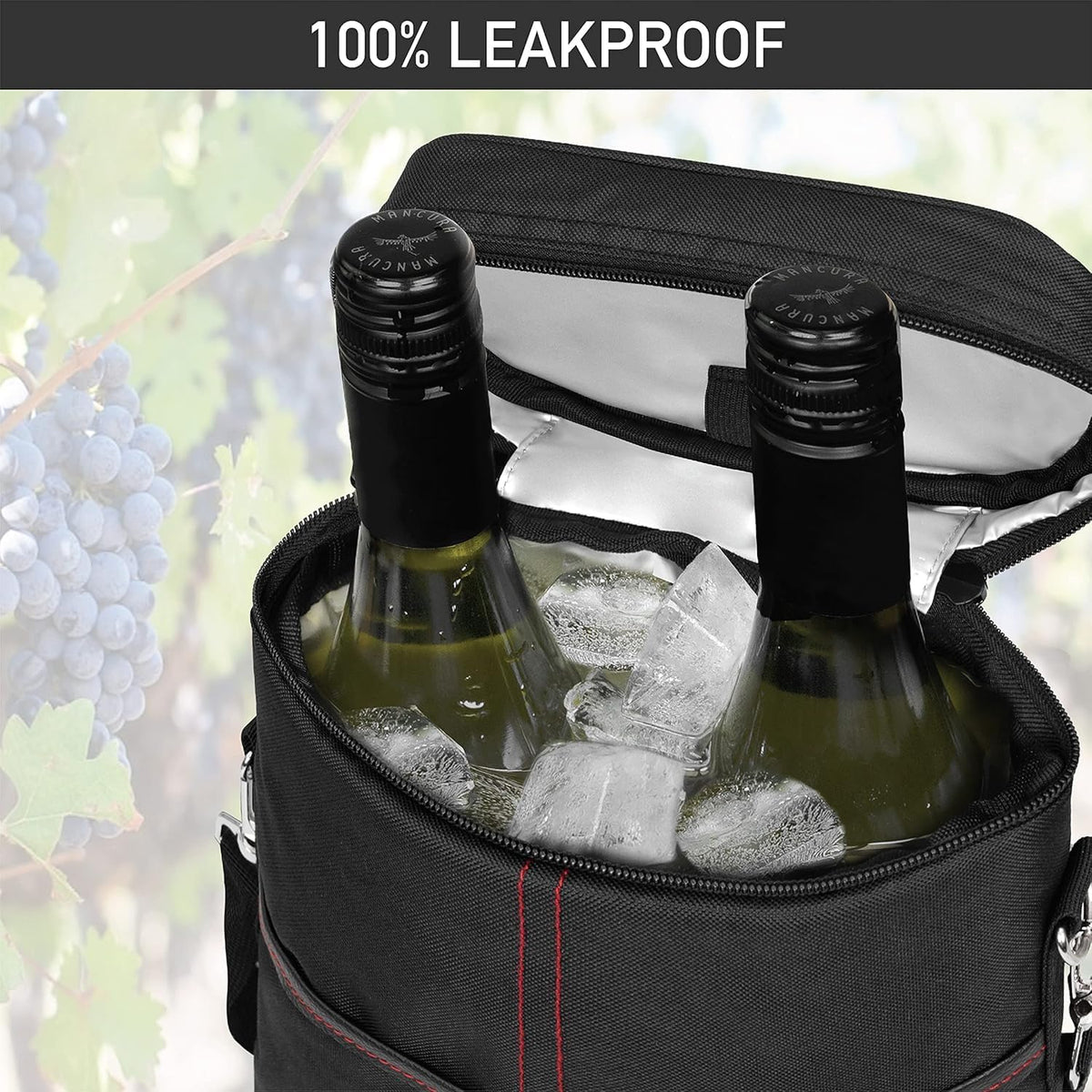 Wine Tote Bag Canvas Insulated Leakproof Padded Divider