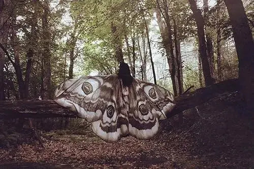 Winged Cape Moth Motif Lightweight Breathable Fabric