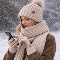 Winter Accessories Set Knitted Touchscreen Gloves 3-Piece