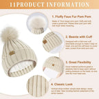 Winter Accessories Set Knitted Touchscreen Gloves 3-Piece
