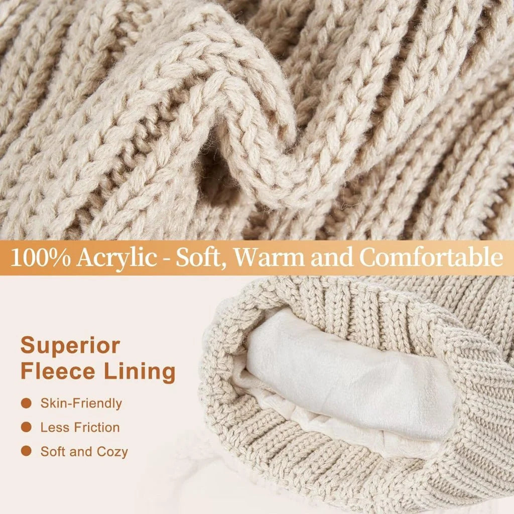 Winter Accessories Set Knitted Touchscreen Gloves 3-Piece