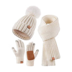 Winter Accessories Set Knitted Touchscreen Gloves 3-Piece