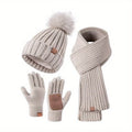 Winter Accessories Set Soft Knit Touchscreen Gloves