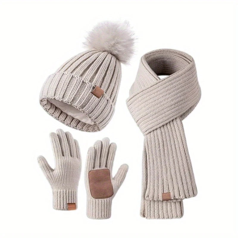 Winter Accessories Set Soft Knit Touchscreen Gloves